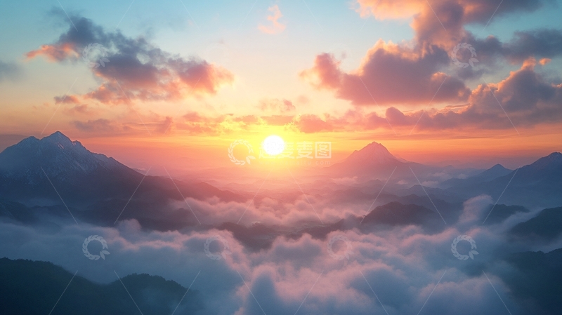 高清大图下载【趣麦麦图】旭日东升云雾缭绕5