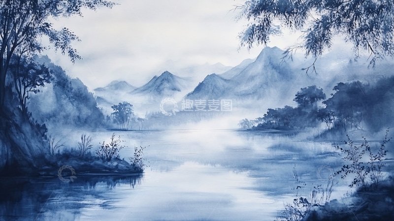 高清大图下载【趣麦麦图】蓝色梦幻山水风情25