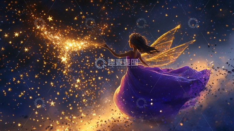 高清大图下载【趣麦麦图】仙女棒插画