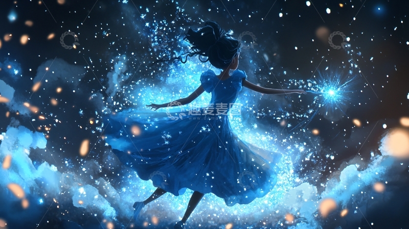 高清大图下载【趣麦麦图】梦幻唯美蓝色系少女