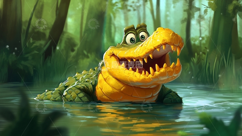 高清大图下载【趣麦麦图】原创卡通鳄鱼3