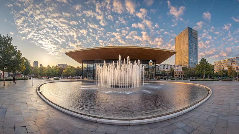 高清大图下载【趣麦麦图】水广场清晨2