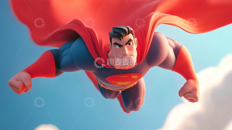 高清大图下载【趣麦麦图】红斗篷英雄飞翔战