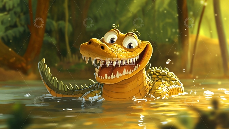 高清大图下载【趣麦麦图】原创卡通鳄鱼4