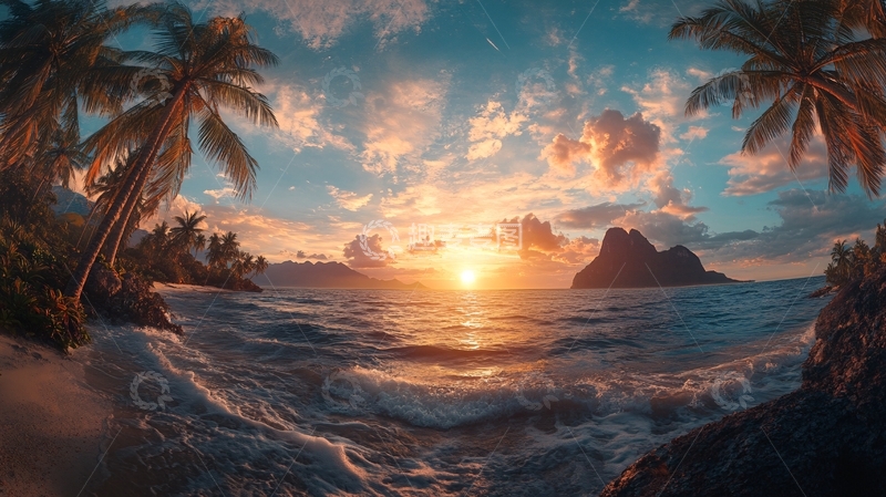 高清大图下载【趣麦麦图】海岛海边全景图2