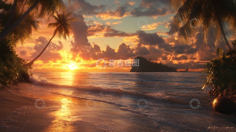 高清大图下载【趣麦麦图】海岛黄昏高清15