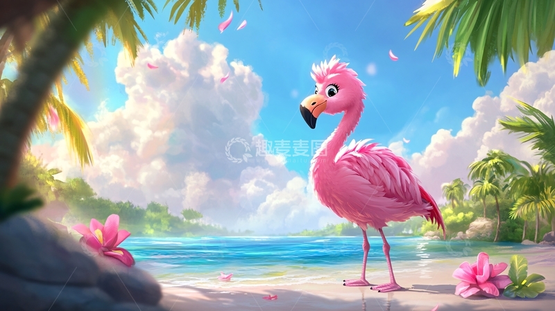 高清大图下载【趣麦麦图】粉红色的火烈鸟墙纸1