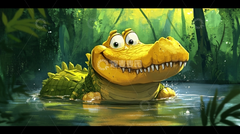 高清大图下载【趣麦麦图】原创卡通鳄鱼1