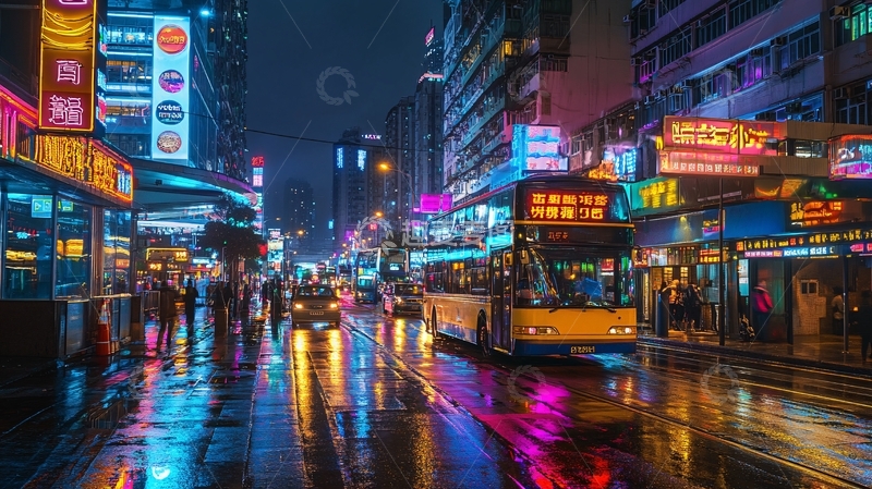 高清大图下载【趣麦麦图】都市雨夜1