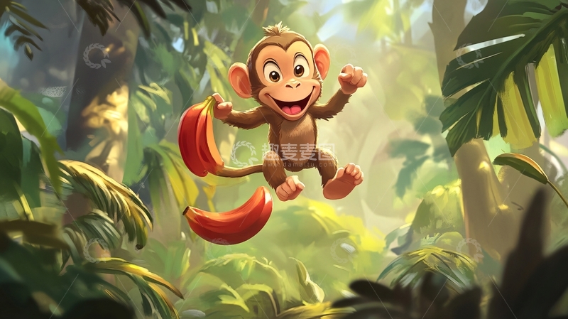 高清大图下载【趣麦麦图】原创小猴插画4