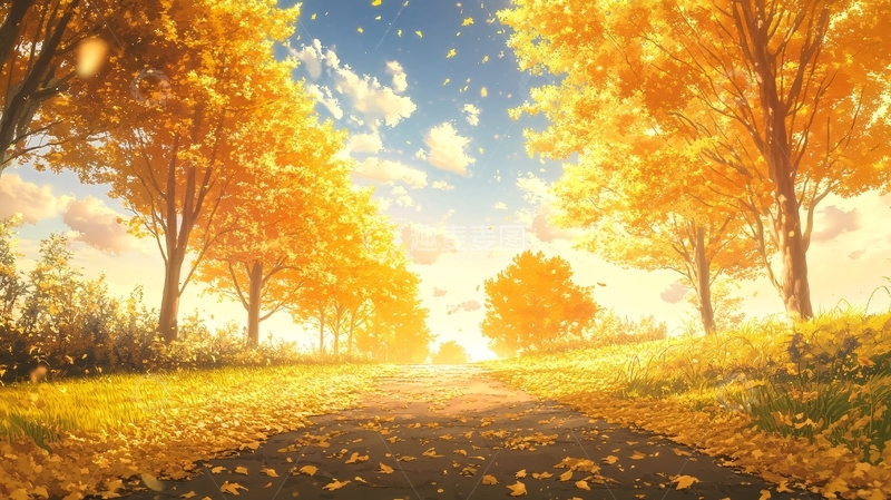 高清大图下载【趣麦麦图】唯美夕阳小路树荫道路2