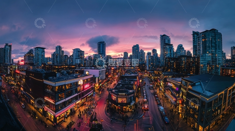 高清大图下载【趣麦麦图】街区黄昏风光2
