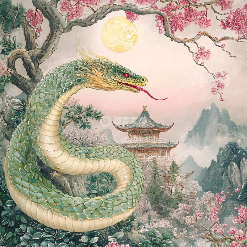 高清大图下载【趣麦麦图】蛇年月份系列插画