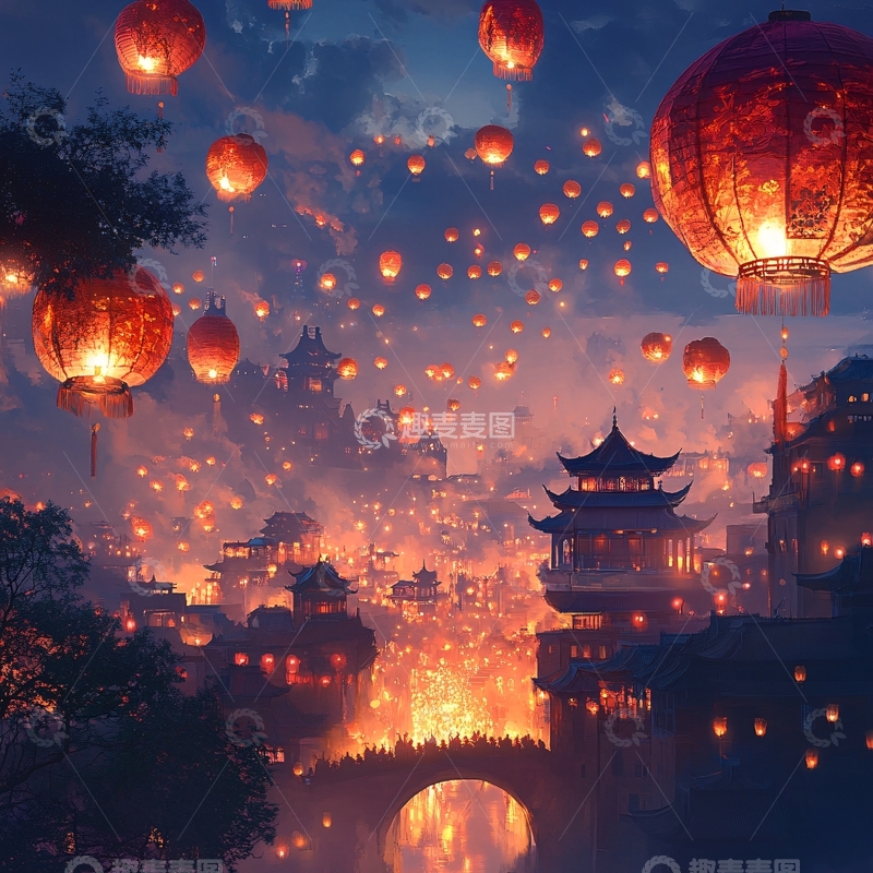 高清大图下载【趣麦麦图】古风夜景7