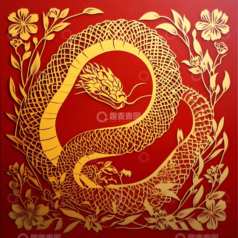 高清大图下载【趣麦麦图】金蛇背景吉祥