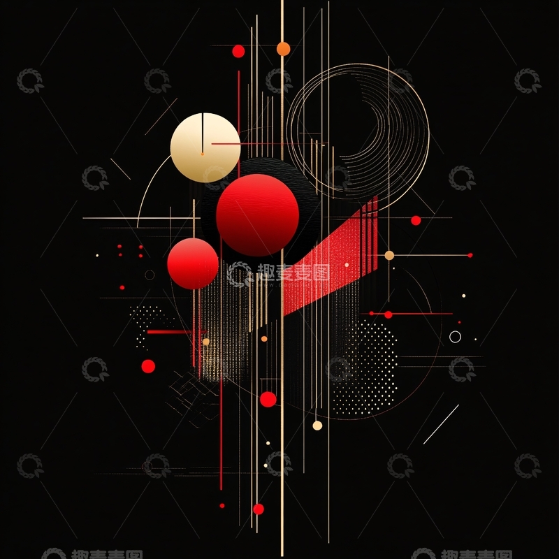 高清大图下载【趣麦麦图】几何图形组合插画4