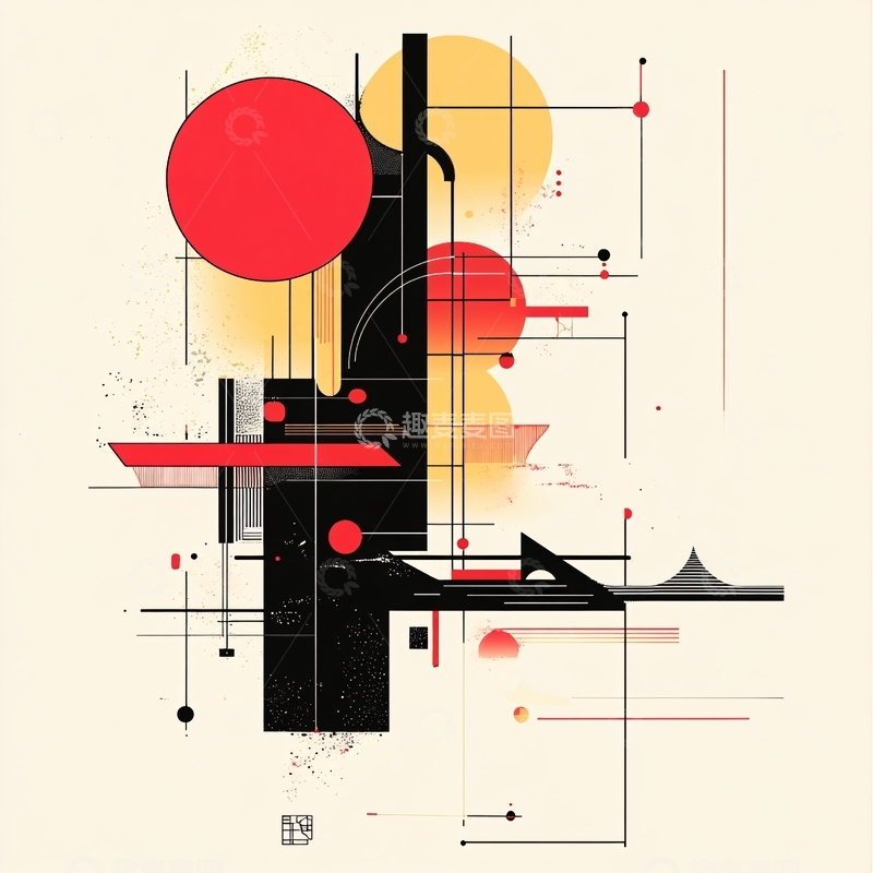 高清大图下载【趣麦麦图】几何图形组合插画3