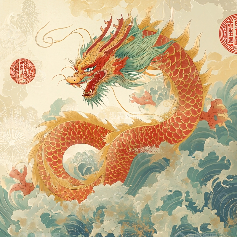 高清大图下载【趣麦麦图】龙年文创插画3