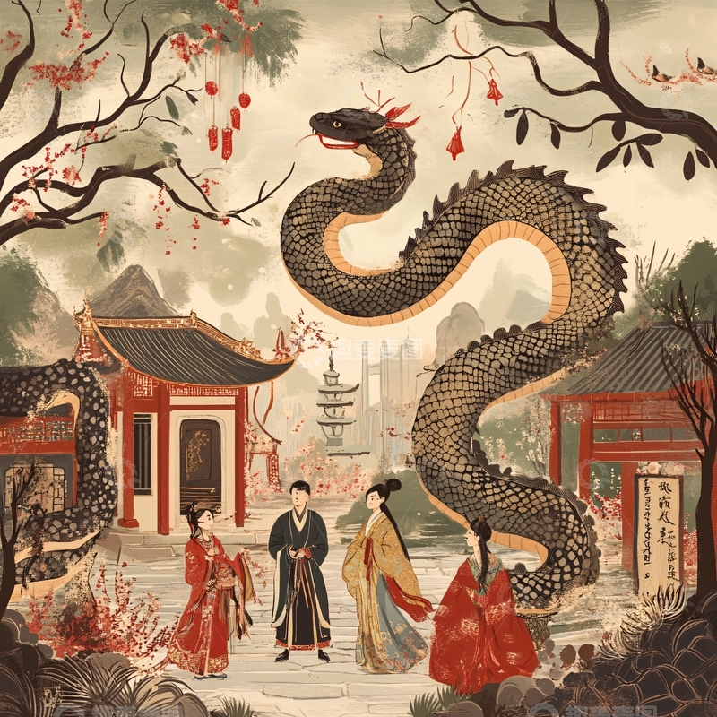 高清大图下载【趣麦麦图】蛇年插画合集