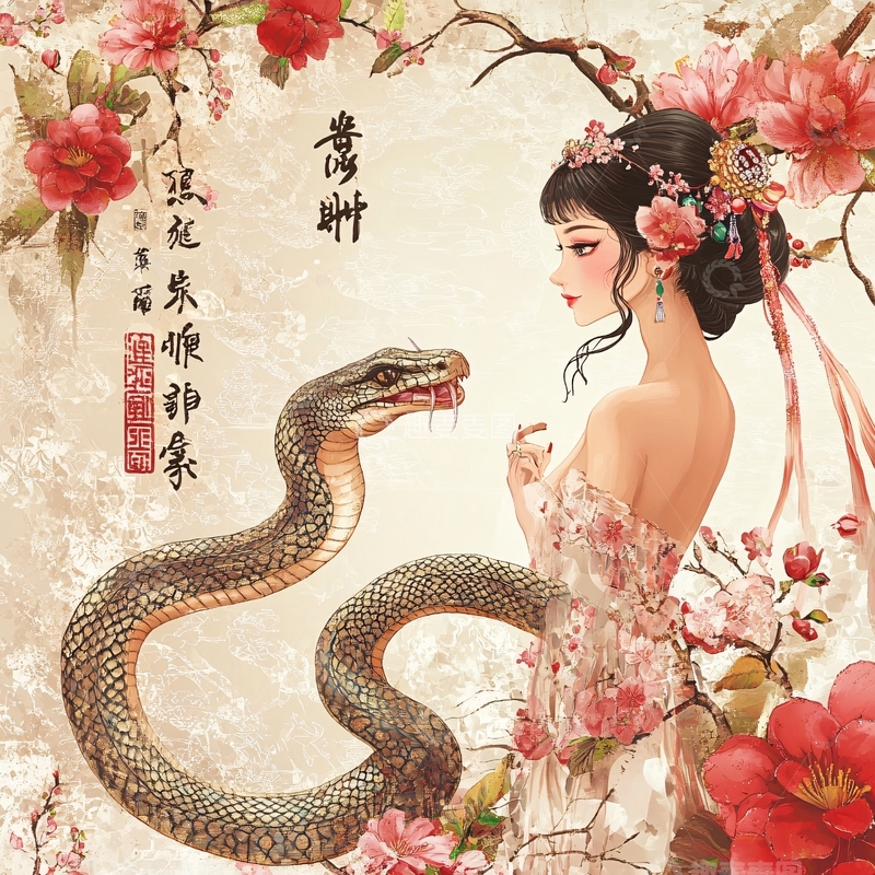 高清大图下载【趣麦麦图】手绘美女蛇