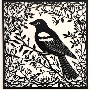 喜鹊花草木刻1