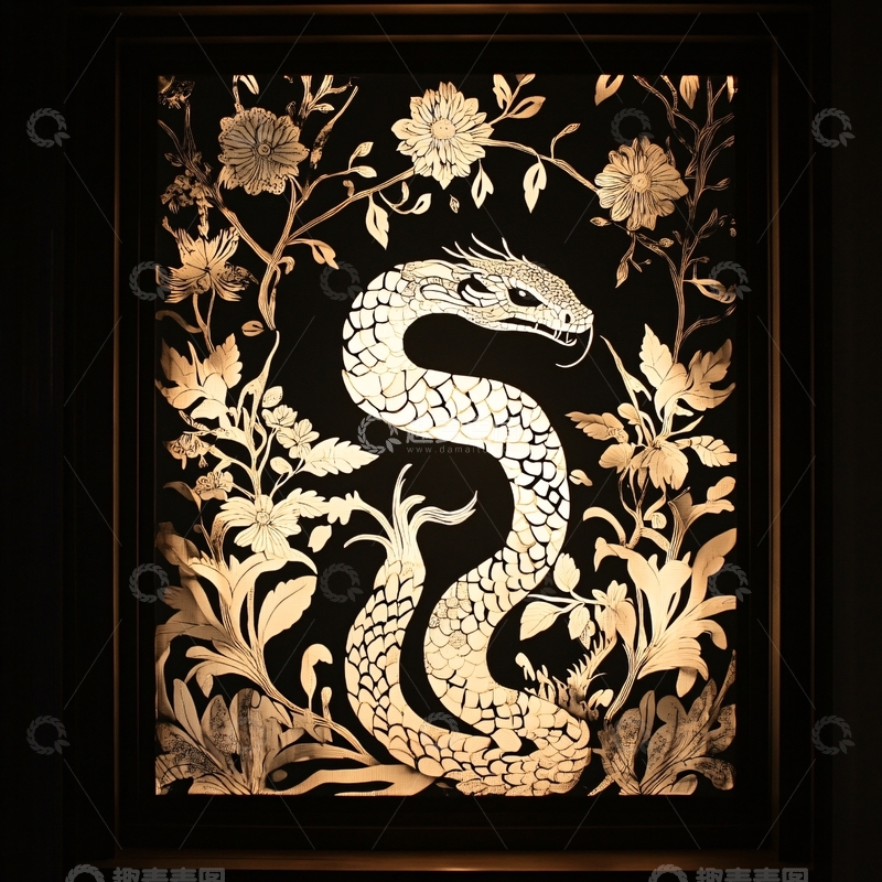 高清大图下载【趣麦麦图】蛇生肖挂画