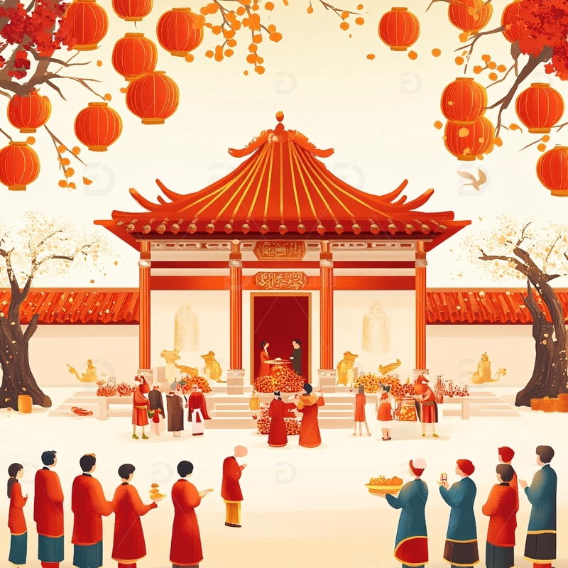 古代新年祭祖场景
