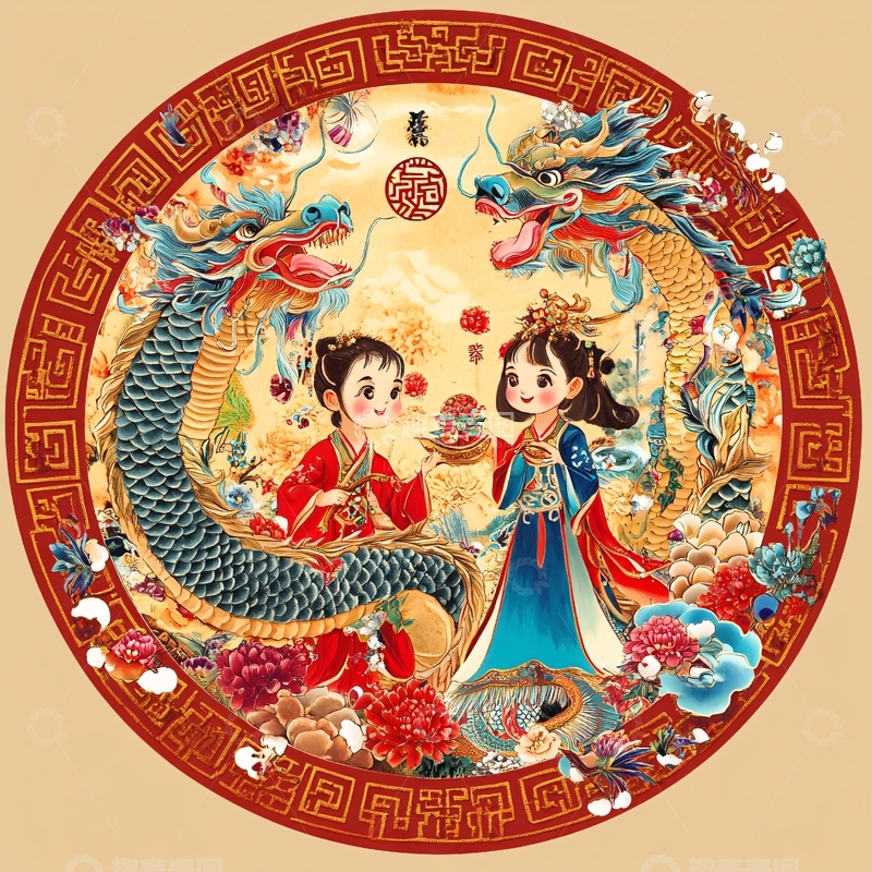 高清大图下载【趣麦麦图】龙年文创插画4