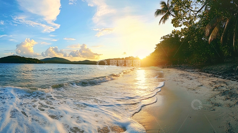高清大图下载【趣麦麦图】假日海滩夕阳风光3