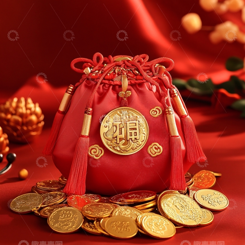 高清大图下载【趣麦麦图】春节喜庆福袋