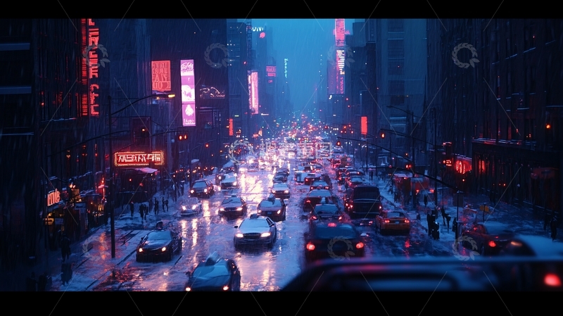 高清大图下载【趣麦麦图】钢铁城市雨天的城市5