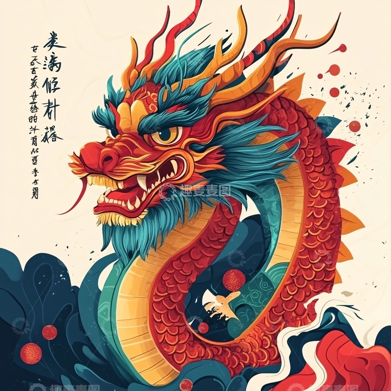 高清大图下载【趣麦麦图】龙年文创插画5