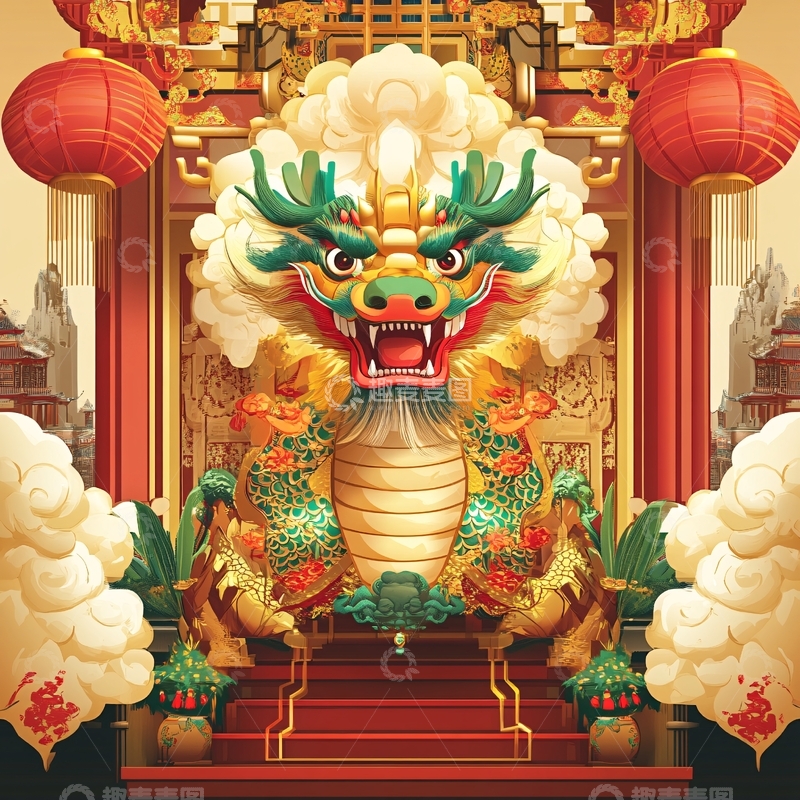 高清大图下载【趣麦麦图】龙年文创插画6
