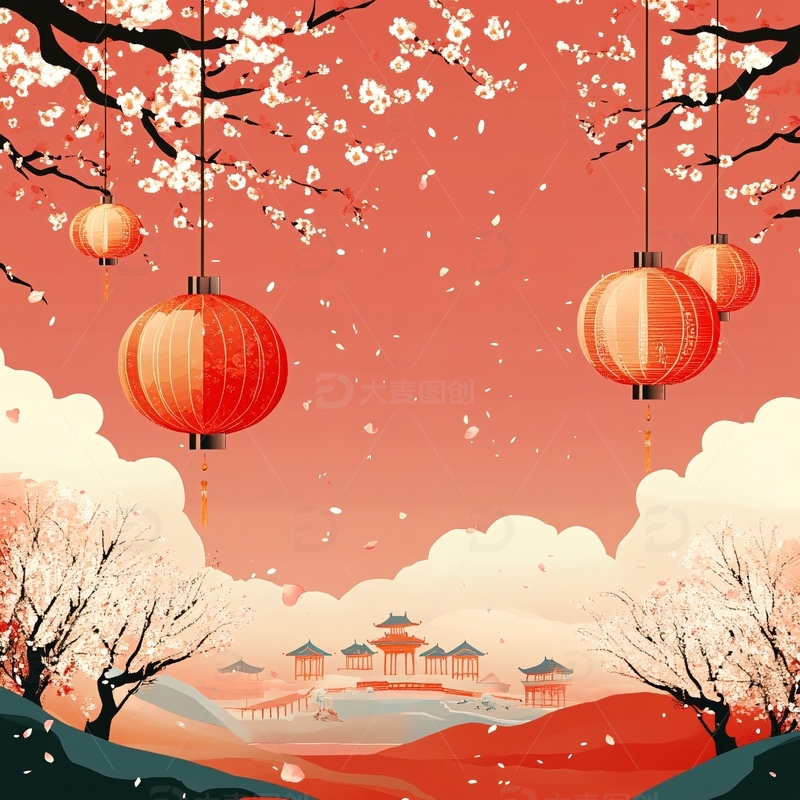 高清大图下载【趣麦麦图】喜庆风插画3