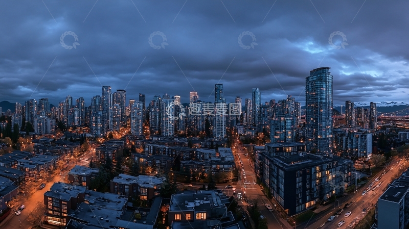 高清大图下载【趣麦麦图】蓝调城市风光1