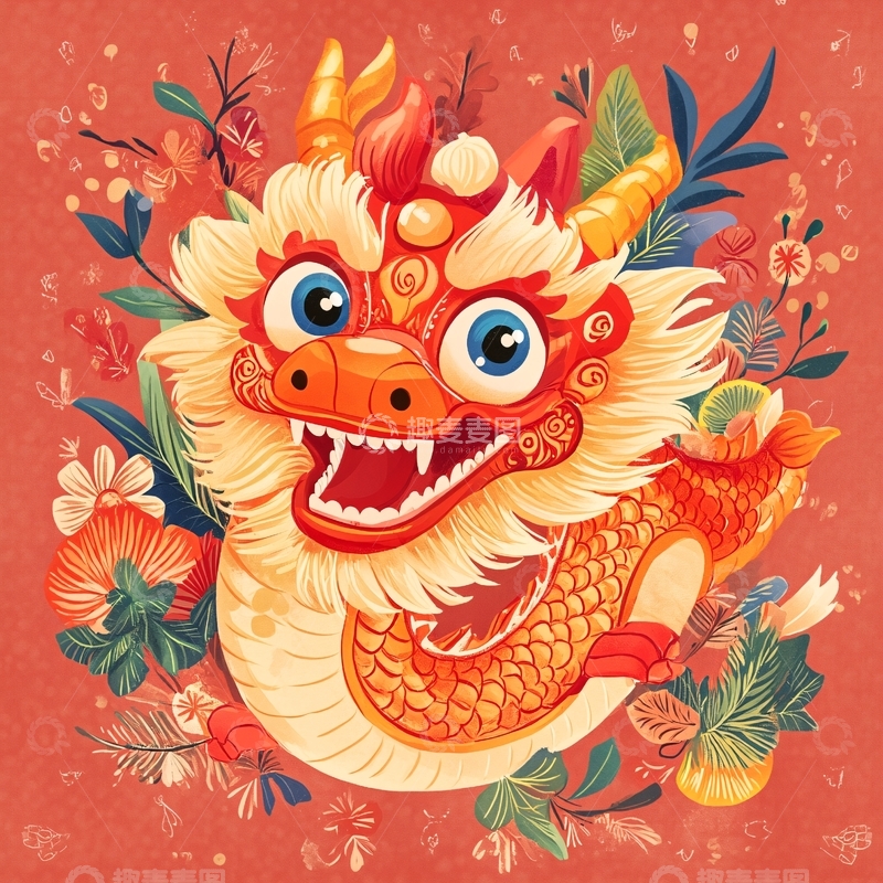 高清大图下载【趣麦麦图】龙年文创插画7