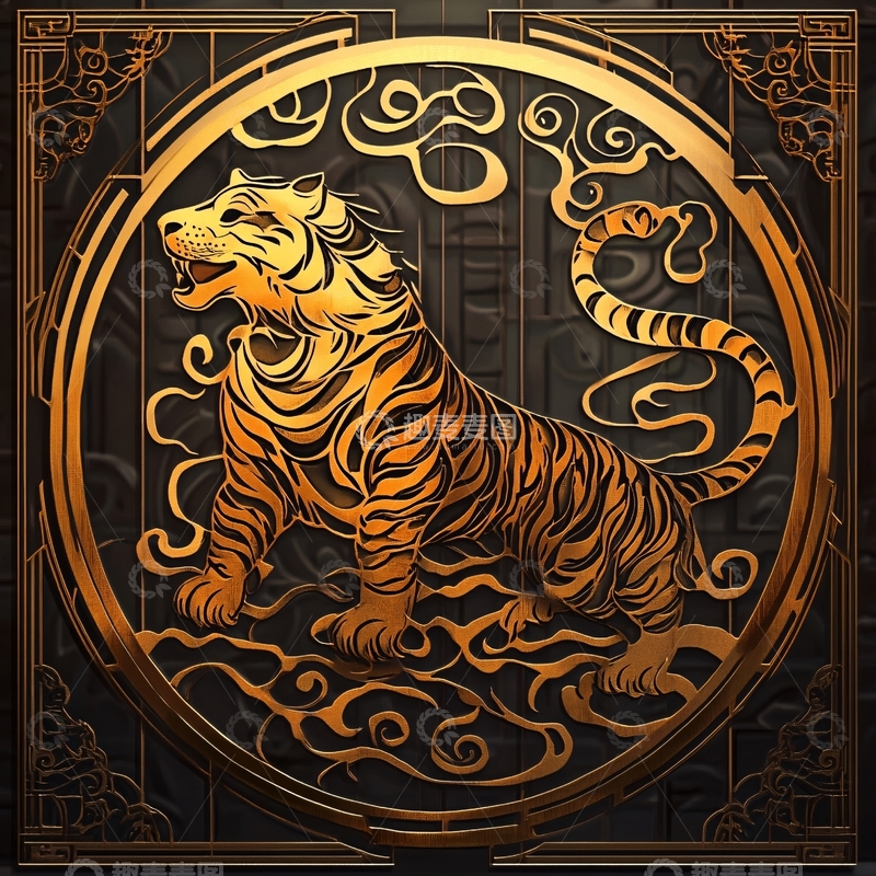 高清大图下载【趣麦麦图】中式寅虎图案