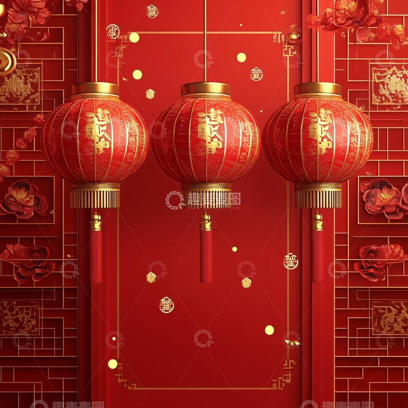 高清大图下载【趣麦麦图】灯笼喜庆背景