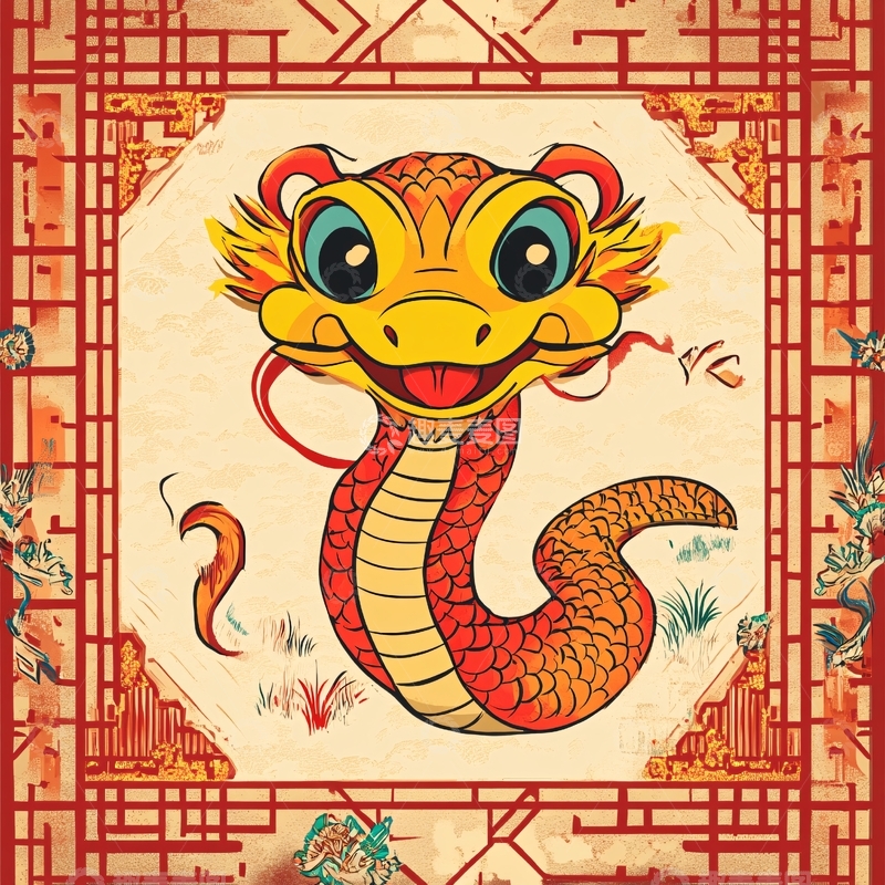 高清大图下载【趣麦麦图】生肖蛇插画