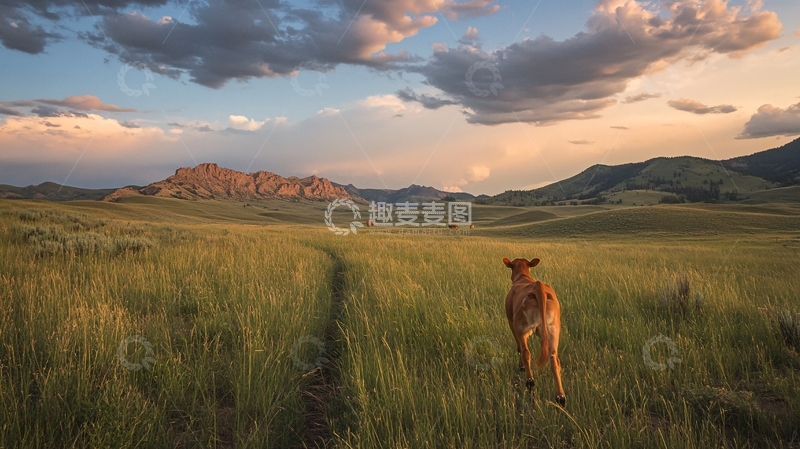 高清大图下载【趣麦麦图】草地山的狗狗