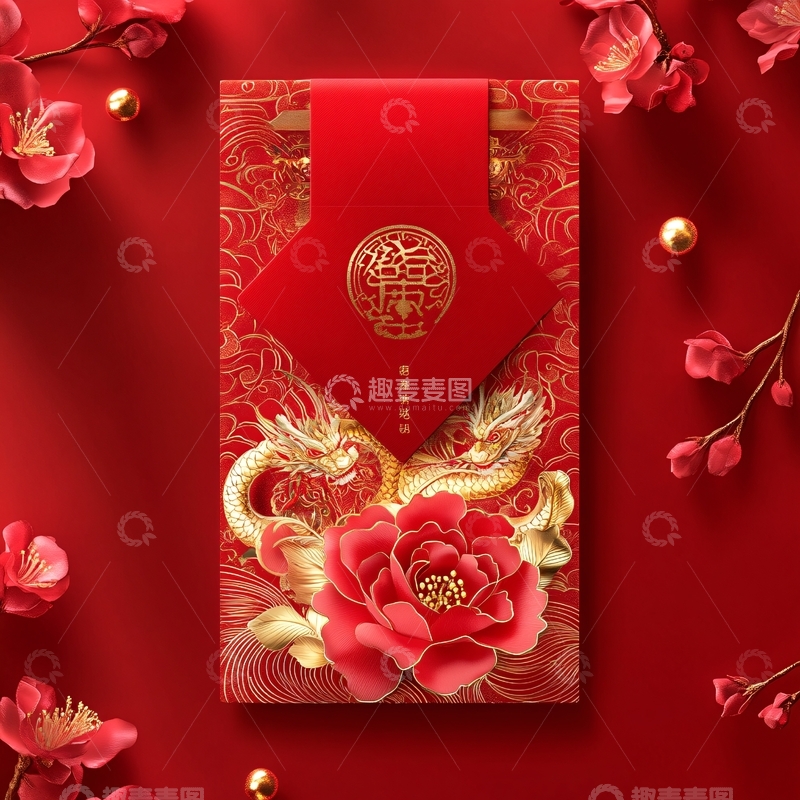 高清大图下载【趣麦麦图】质感龙年红包