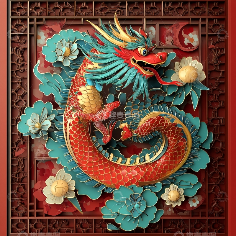 高清大图下载【趣麦麦图】龙年立体装饰