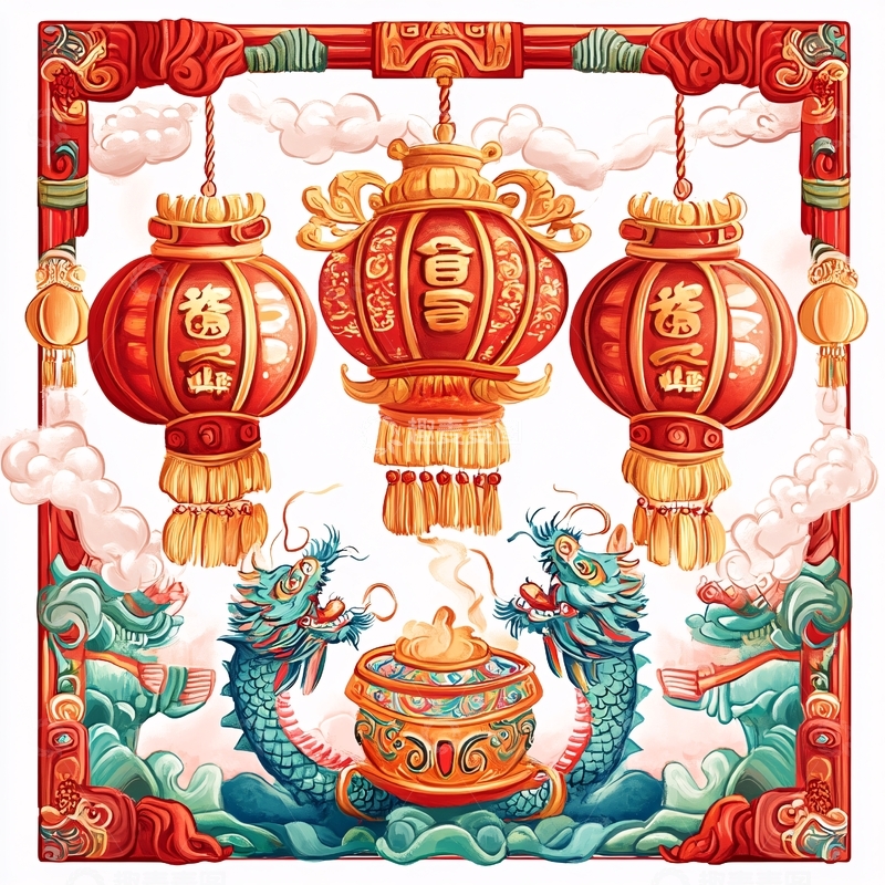 高清大图下载【趣麦麦图】龙年包装插画合集1