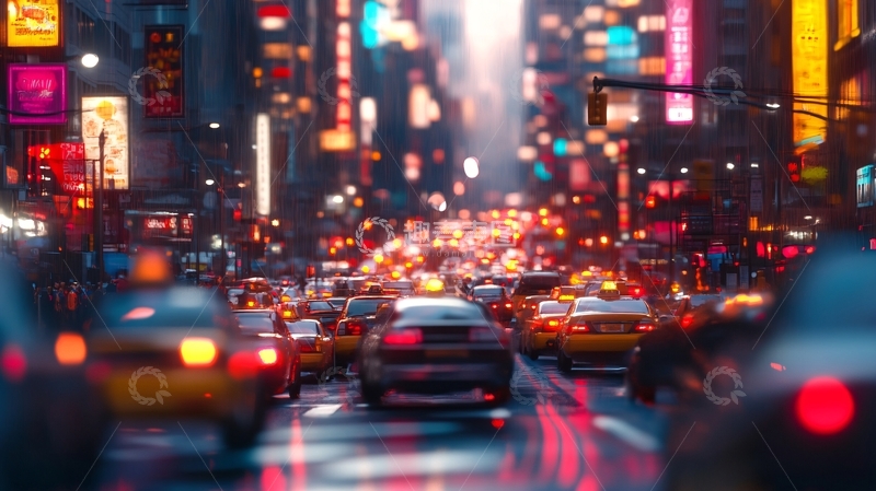 高清大图下载【趣麦麦图】繁华街道汽车2