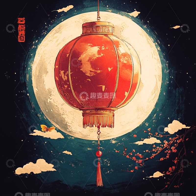 高清大图下载【趣麦麦图】-板绘灯笼