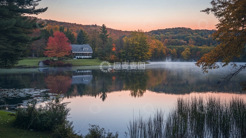 高清大图下载【趣麦麦图】秋色中的瓦尔登湖