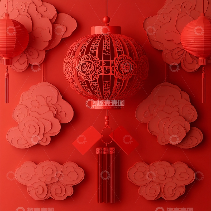 高清大图下载【趣麦麦图】灯笼剪纸