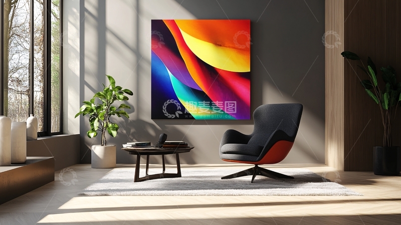 高清大图下载【趣麦麦图】客厅挂画在色渐变1
