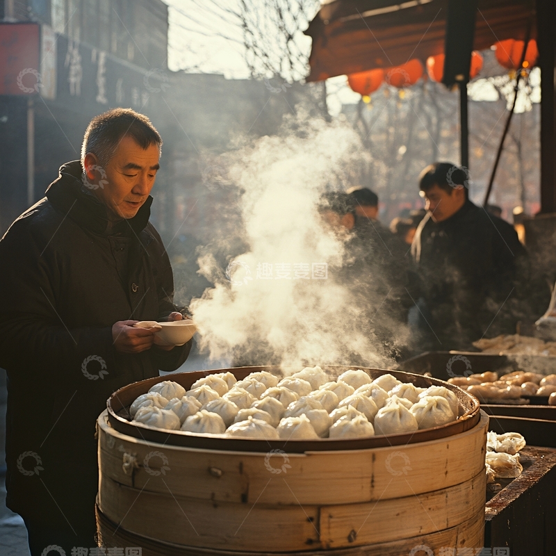 高清大图下载【趣麦麦图】卖早点的人1