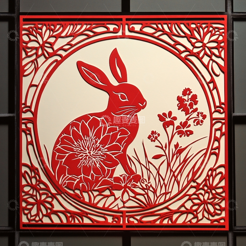 高清大图下载【趣麦麦图】兔年花窗2